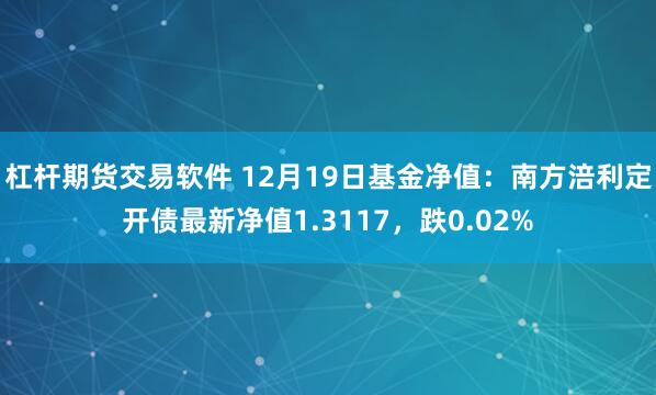 杠杆期货交易软件 12月19日基金净值：南方涪利定开债最新净值1.3117，跌0.02%