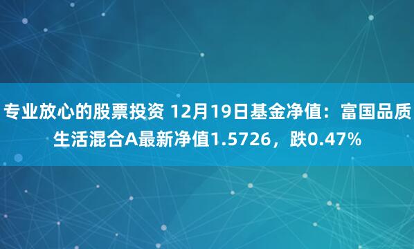 专业放心的股票投资 12月19日基金净值：富国品质生活混合A最新净值1.5726，跌0.47%