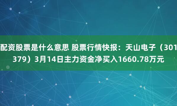 配资股票是什么意思 股票行情快报：天山电子（301379）3月14日主力资金净买入1660.78万元